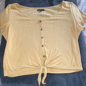 American Eagle Yellow Button Top